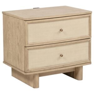 KAILANI 2-DRAWER NIGHTSTAND BEDSIDE TABLE BEIGE OAK