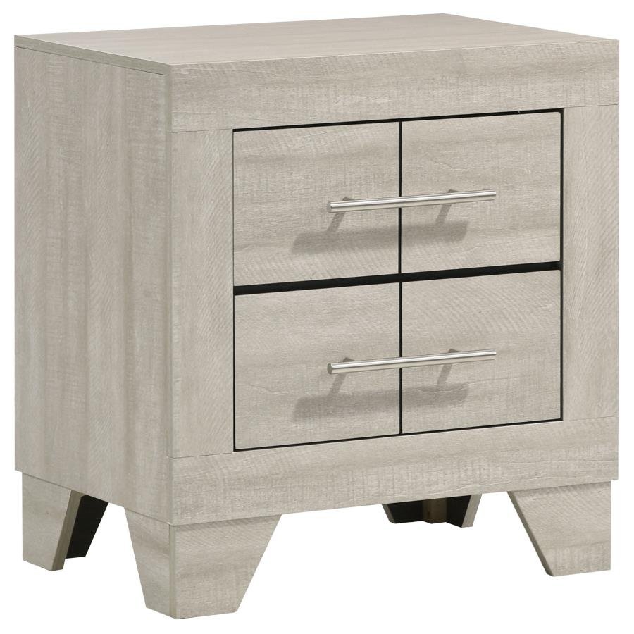 TRENTON 2-DRAWER NIGHTSTAND BEDSIDE TABLE RUSTIC CREAM