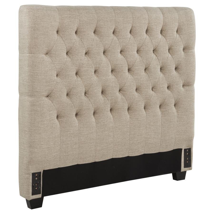 Second image of CHLOE UPHOLSTERED FULL PANEL HEADBOARD OATMEAL