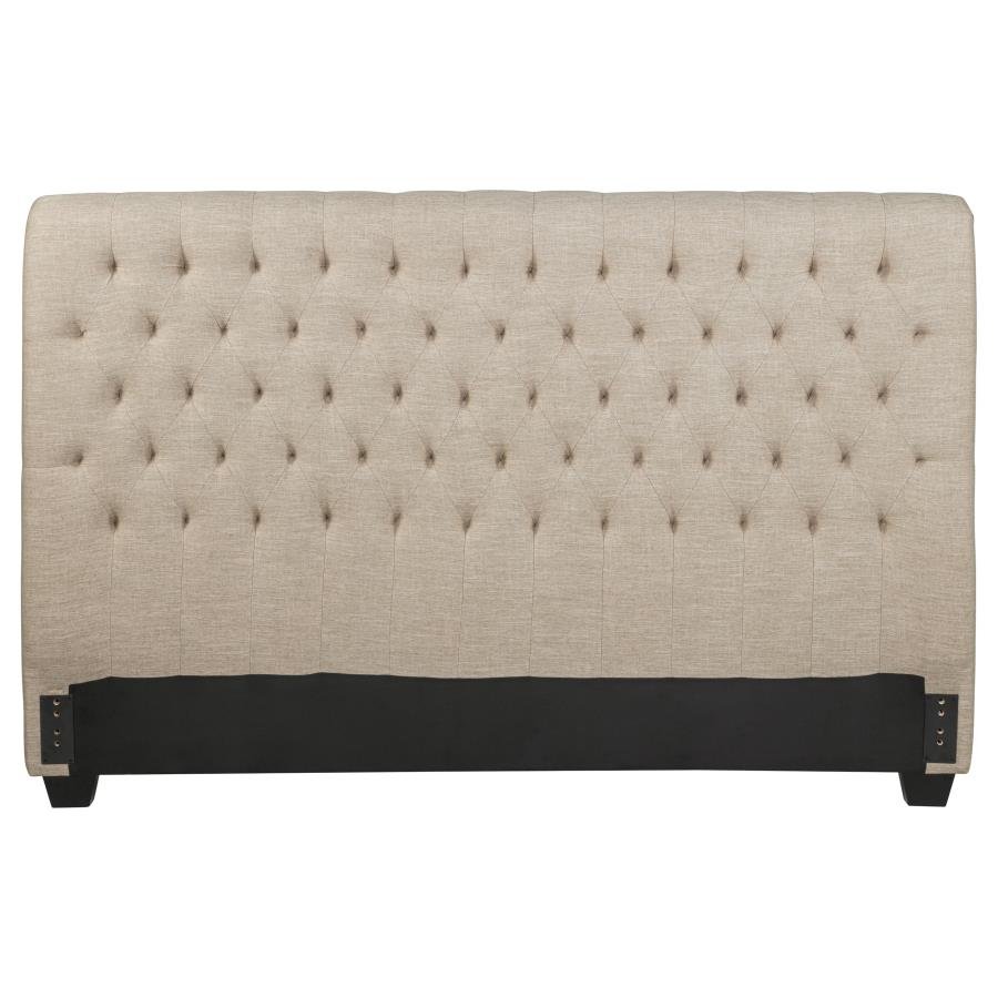 Second image of CHLOE UPHOLSTERED EASTERN KING PANEL HEADBOARD OATMEAL