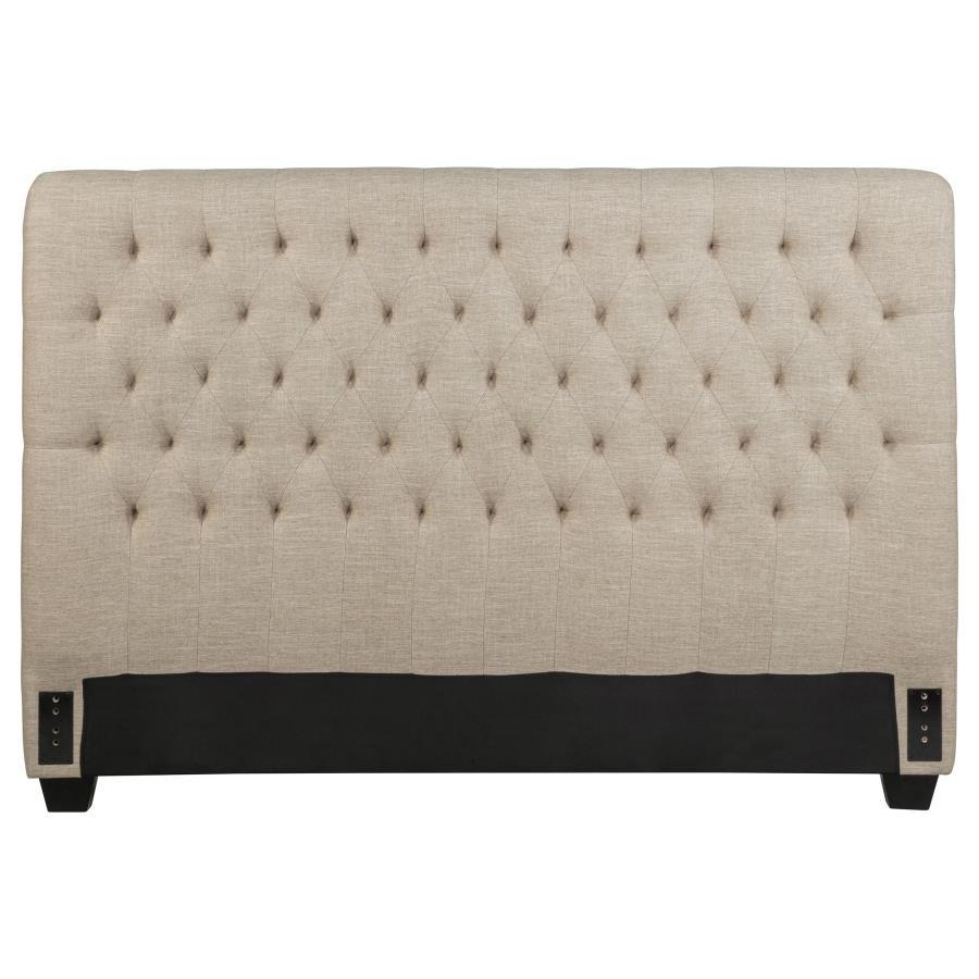 Second image of CHLOE UPHOLSTERED CALIFORNIA KING PANEL HEADBOARD OATMEAL