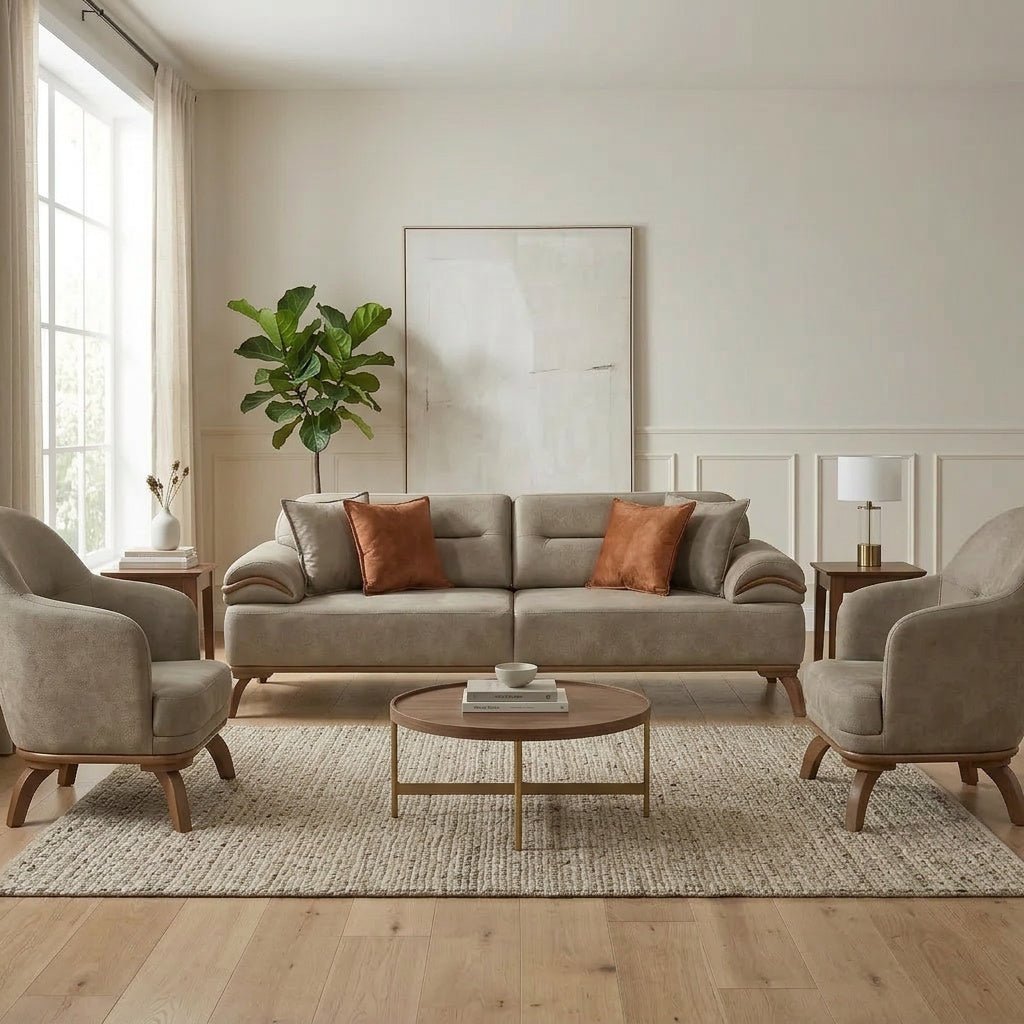 Second image of Mia 4-pieces (2 Sofa & 2 Chair) Livingroom Set Beige