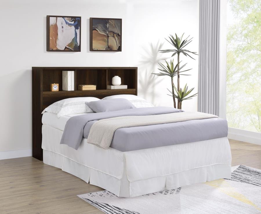 Second image of WESTPARK 49-INCH QUEEN BOOKCASE HEADBOARD DARK PINE