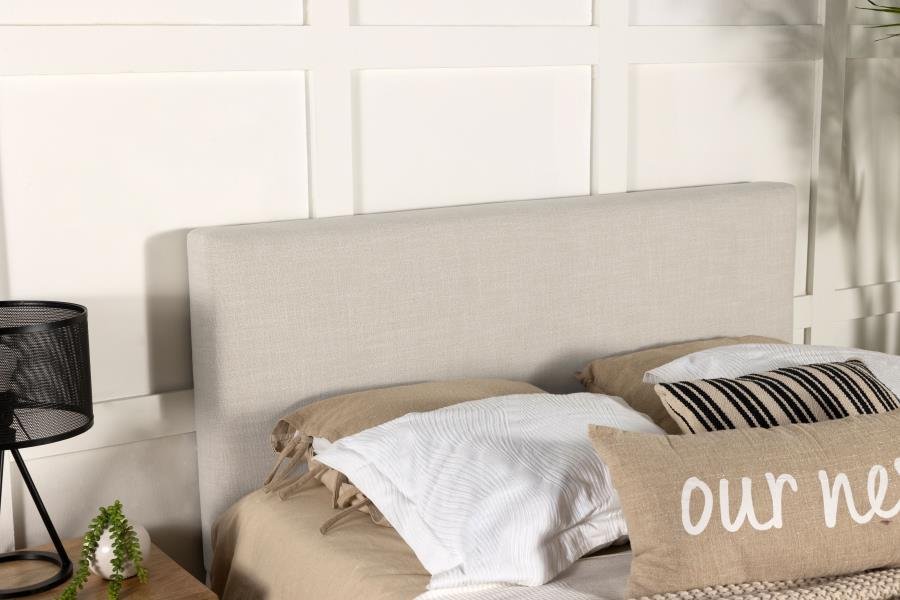 Second image of PIRRO UPHOLSTERED QUEEN OR FULL PANEL HEADBOARD SAND