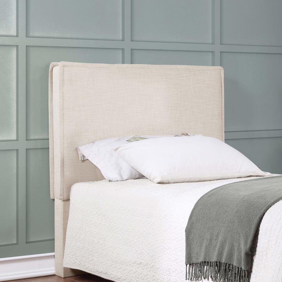 Second image of IZZY UPHOLSTERED TWIN PANEL HEADBOARD SAND