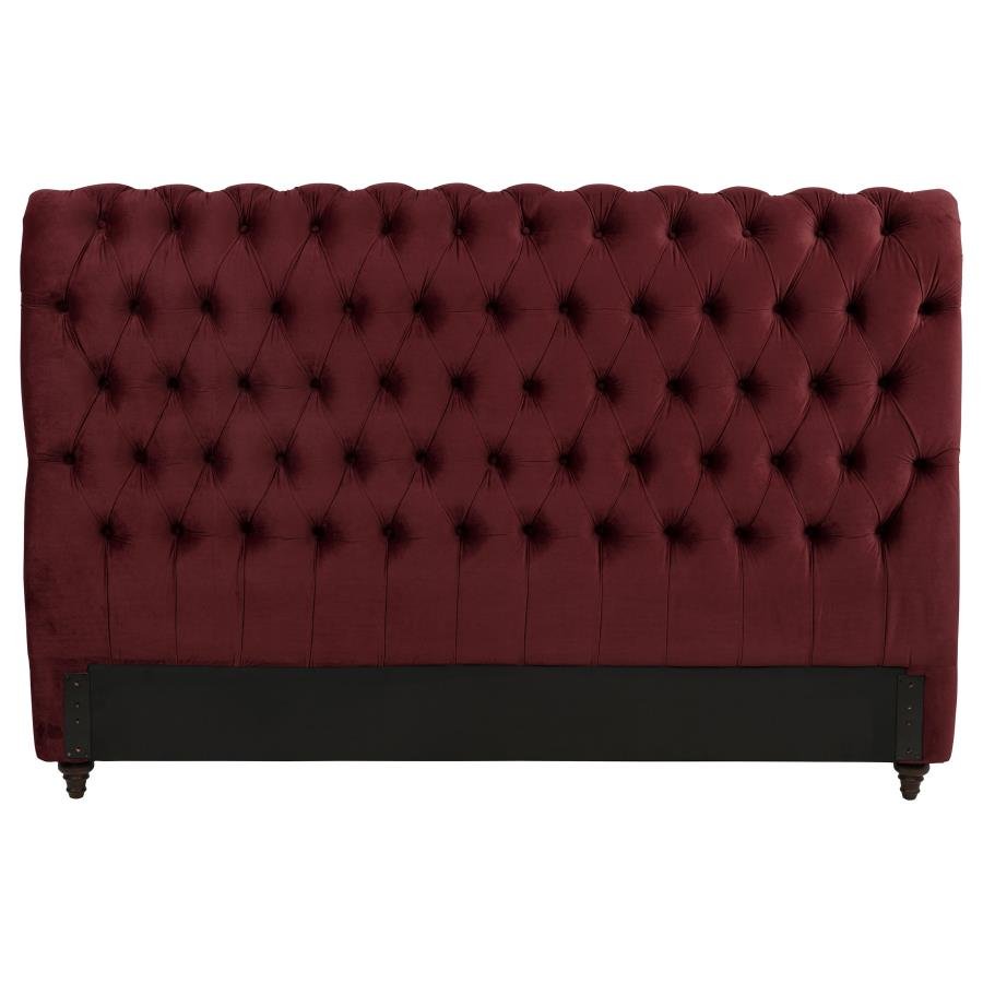 Second image of DEVON 57-INCH UPHOLSTERED EASTERN KING HEADBOARD WINE RED