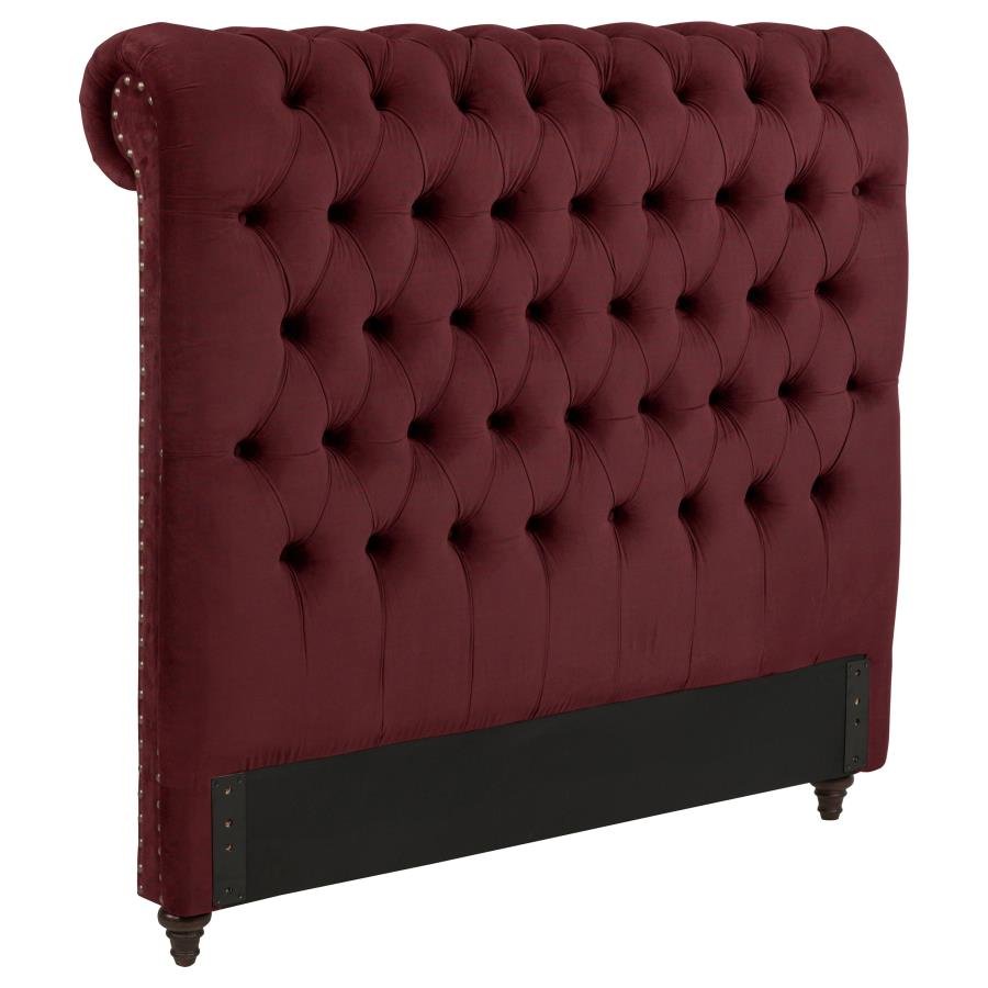 DEVON 57-INCH UPHOLSTERED QUEEN HEADBOARD WINE RED