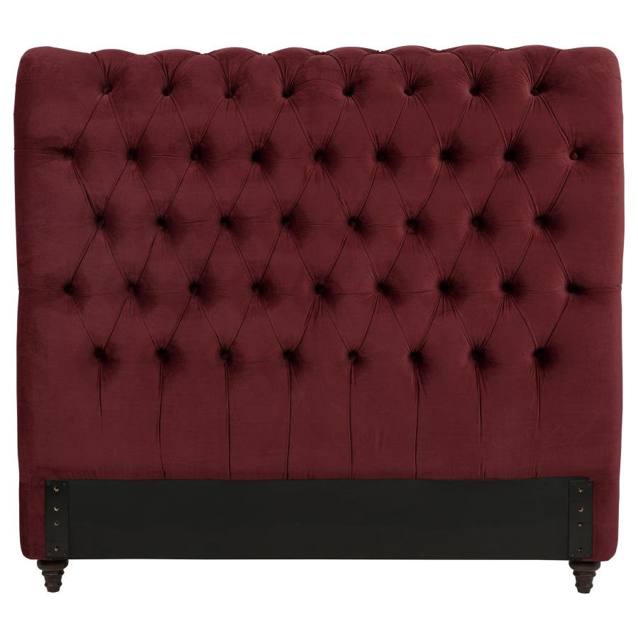 Second image of DEVON 57-INCH UPHOLSTERED QUEEN HEADBOARD WINE RED