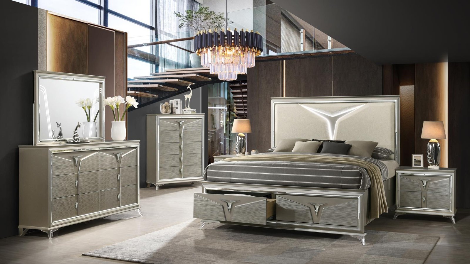Second image of SAMANTHA QUEEN 4 PC BEDROOM SET IN OLIVE SILVER
