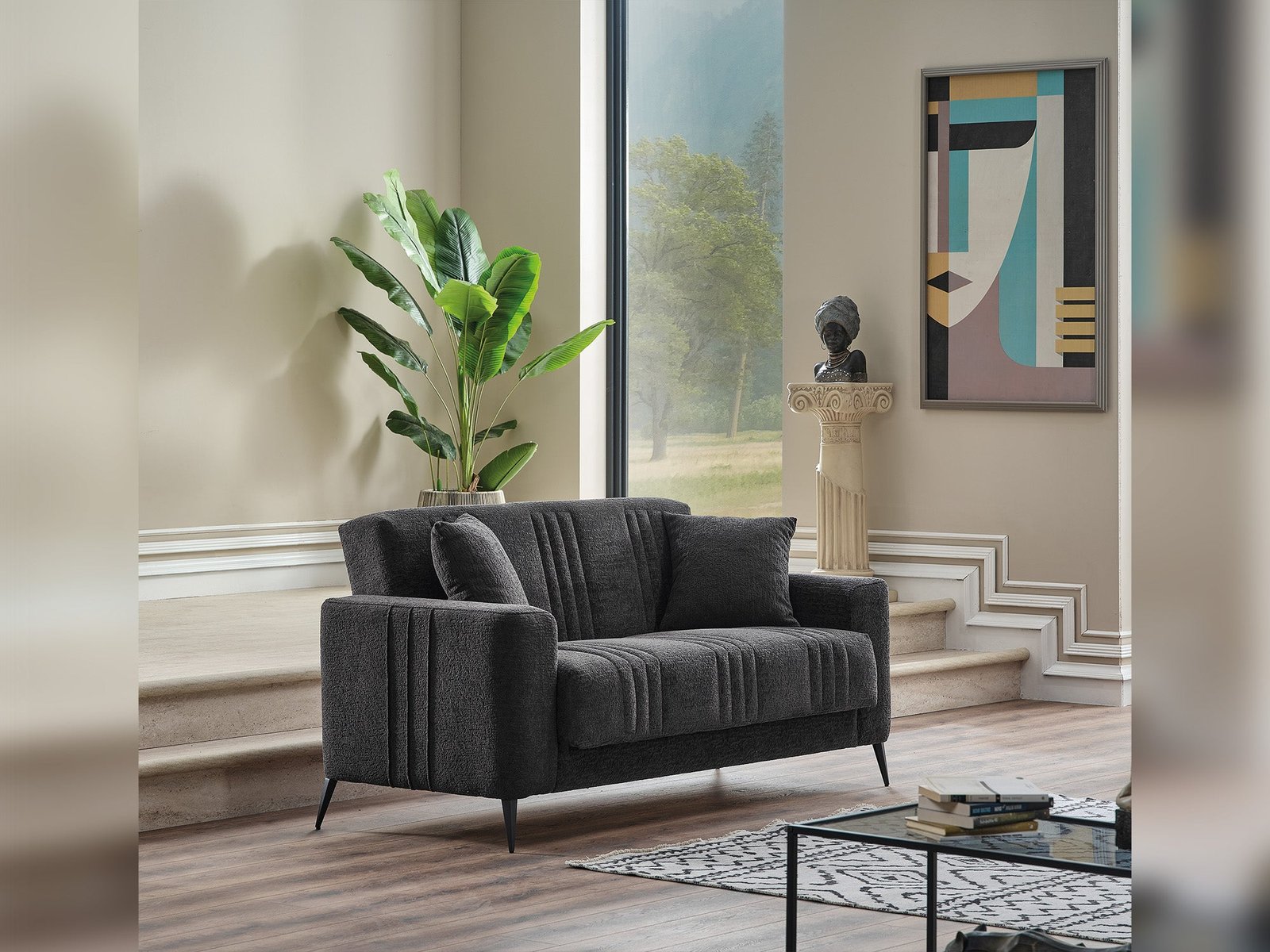 Second image of Adela Convertible Loveseat Anthracite