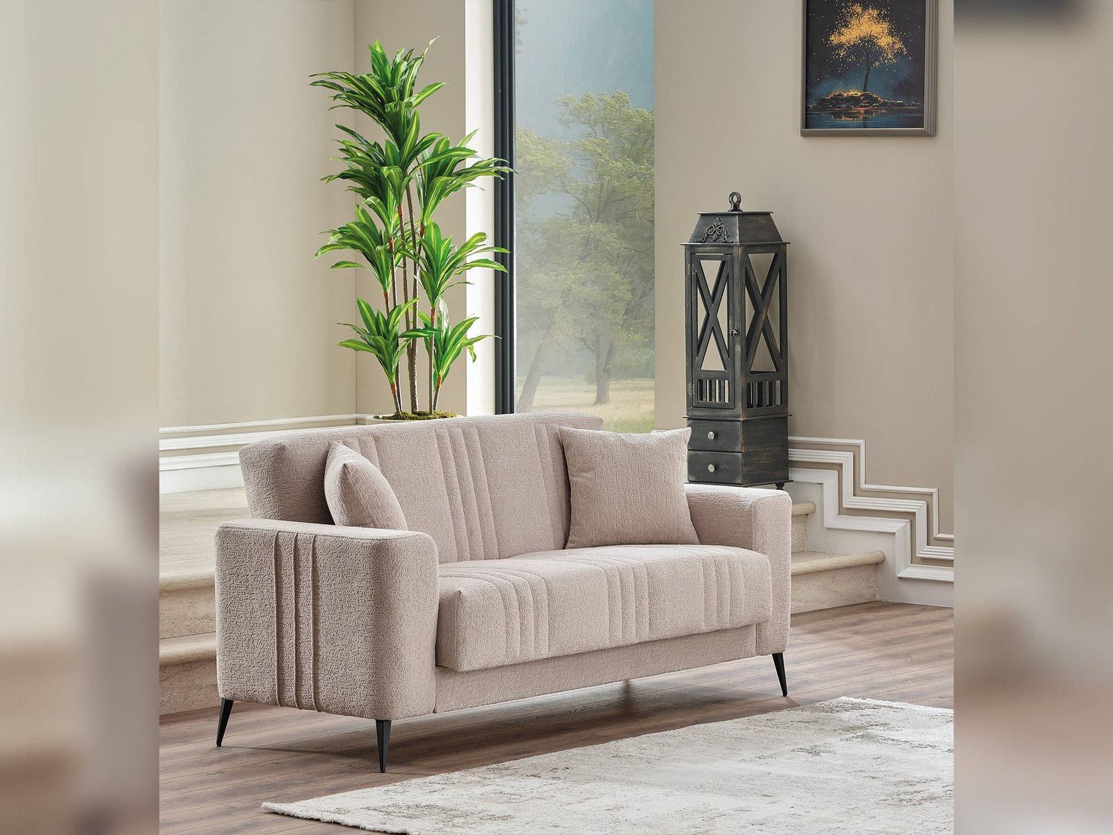 Second image of Adela Convertible Loveseat Cream