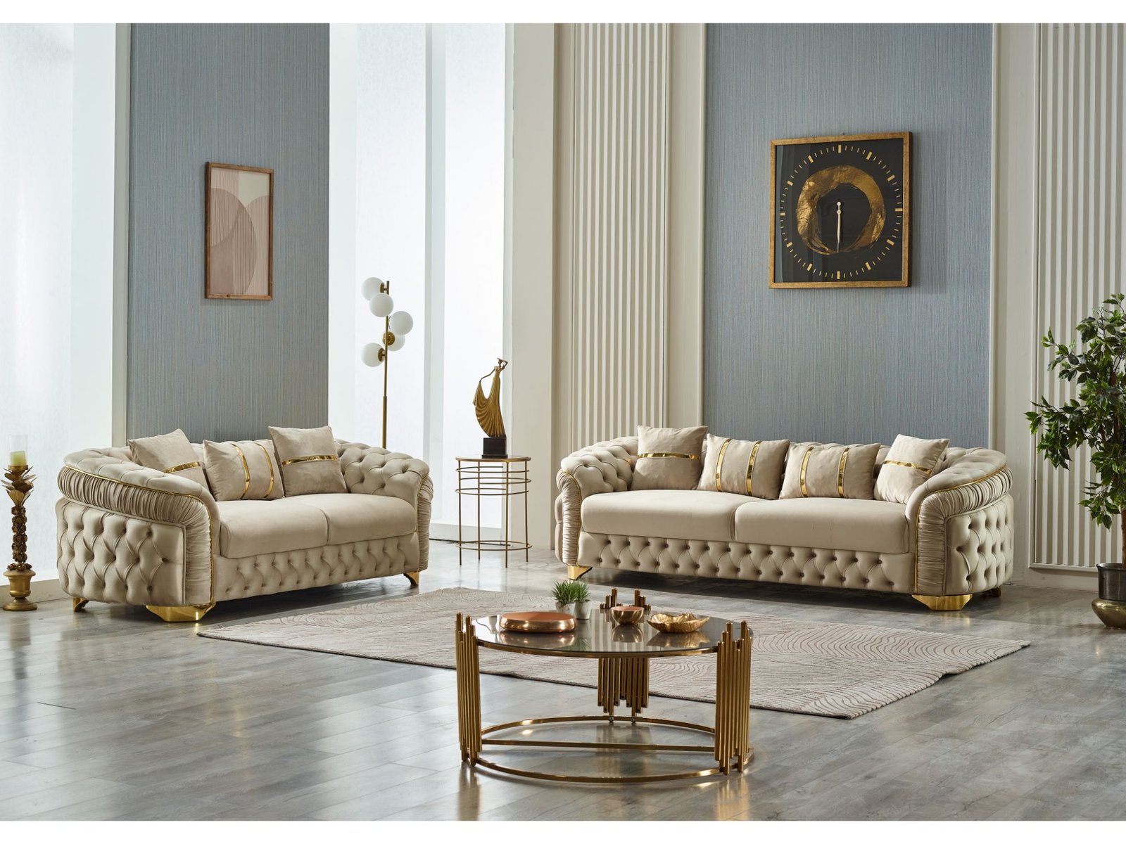 Second image of Arizona 3-pieces (Sofa & Loveseat & Chair) Livingroom Set Beige