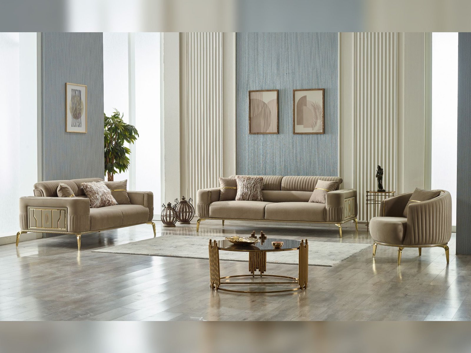 Armoni 3-pieces (Sofa & Loveseat & Chair) Livingroom Set Beige