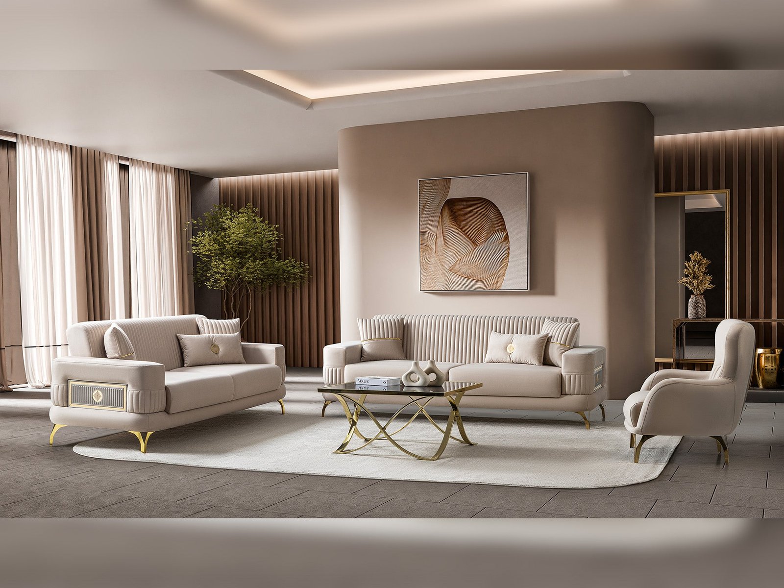 Second image of Aspendos 3-pieces (Sofa & Loveseat & Chair) Livingroom Set