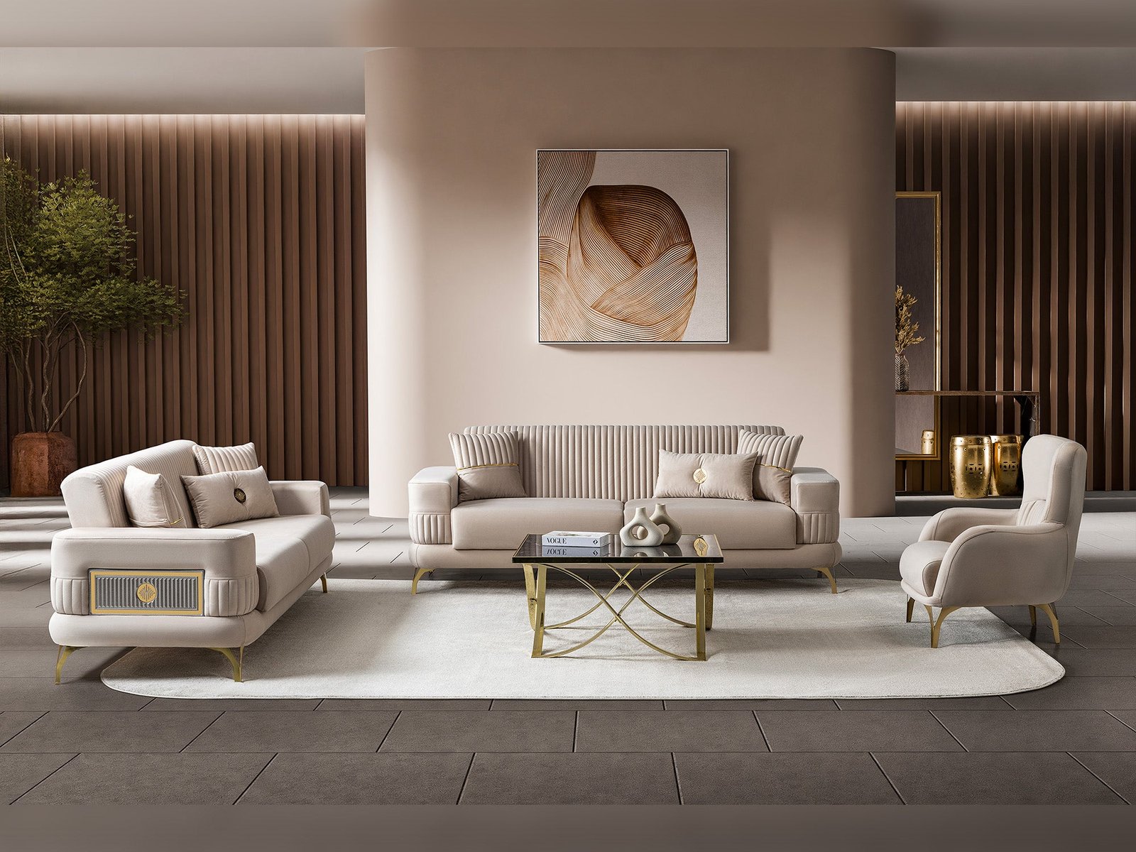 Aspendos 3-pieces (Sofa & Loveseat & Chair) Livingroom Set