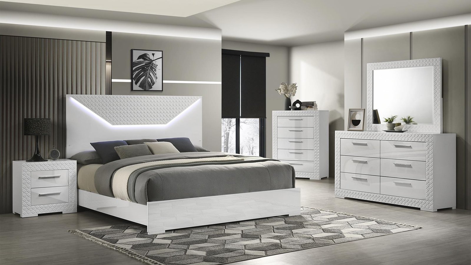 BLANCA QUEEN 5 PC BEDROOM SET IN WHITE