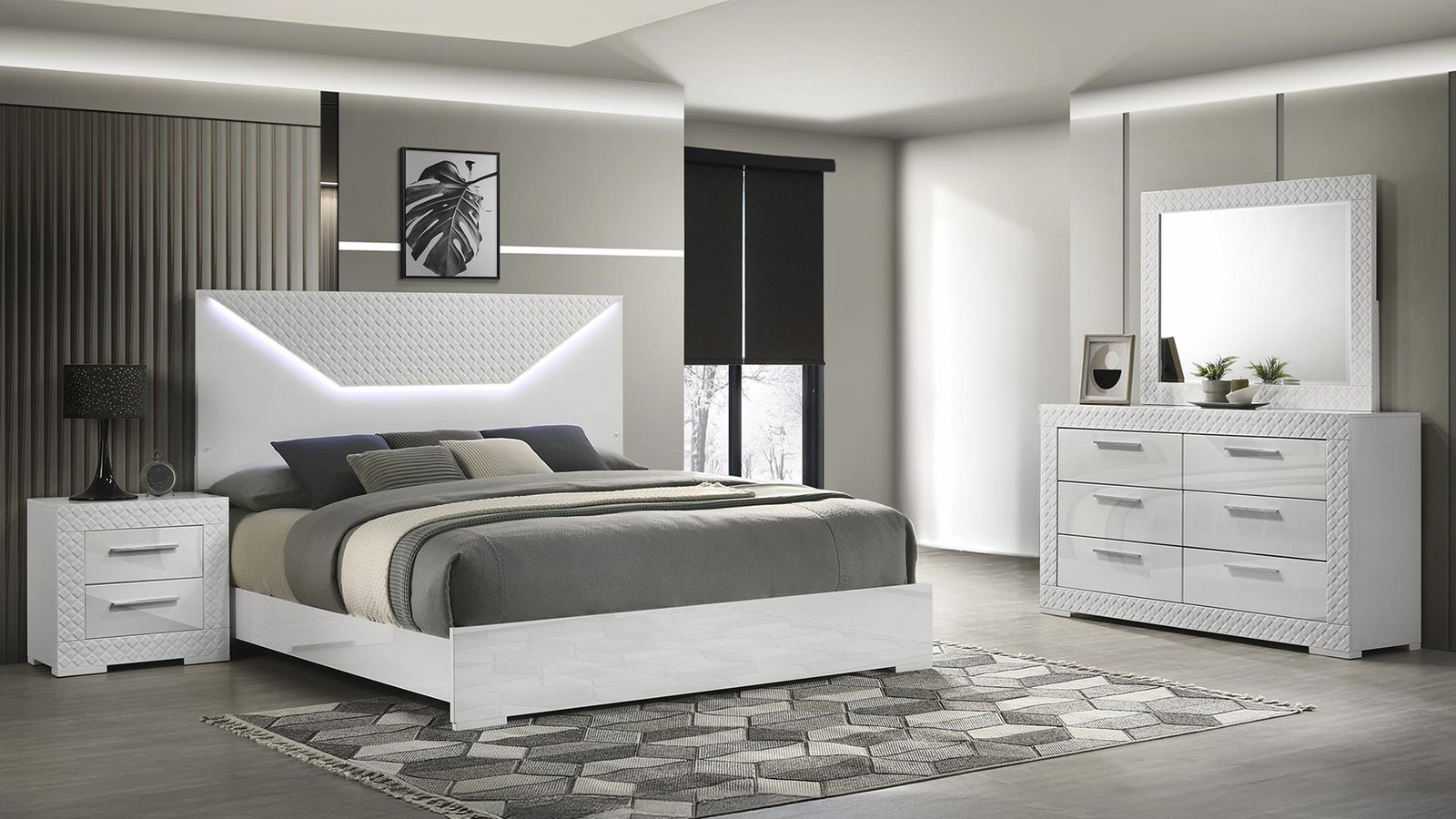Second image of BLANCA QUEEN 5 PC BEDROOM SET IN WHITE