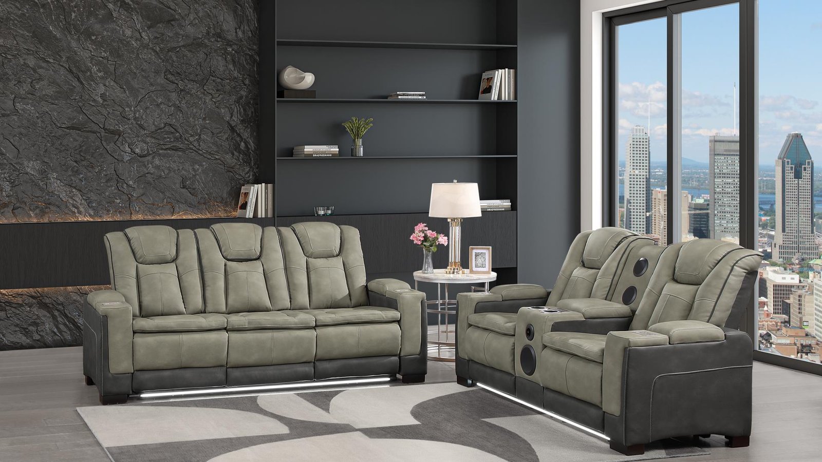 BRUNO 2 PC LIVINGROOM SET GRAY