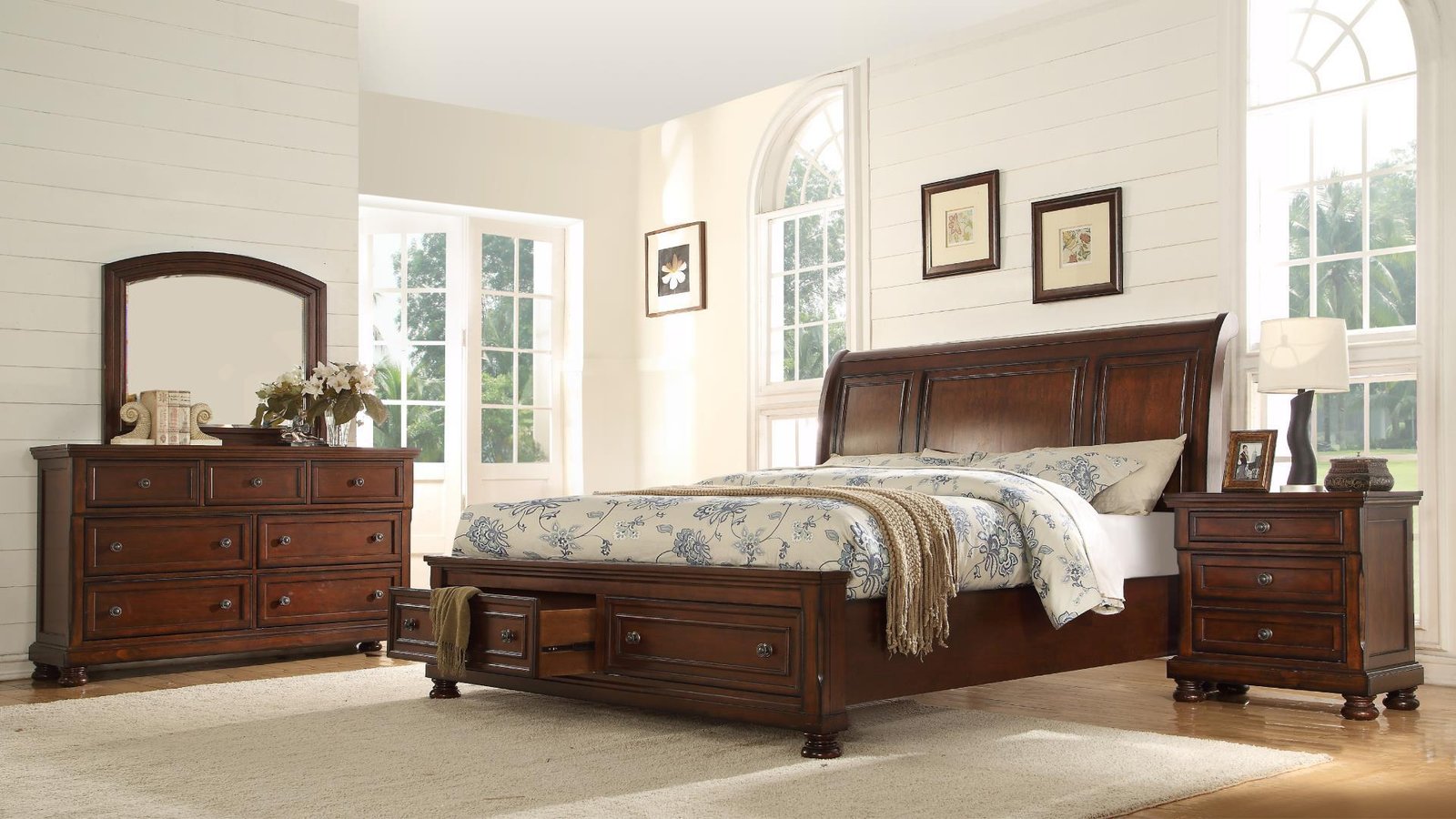 Second image of BALTIMORE QUEEN 5 PC BEDROOM SET IN WALNUT
