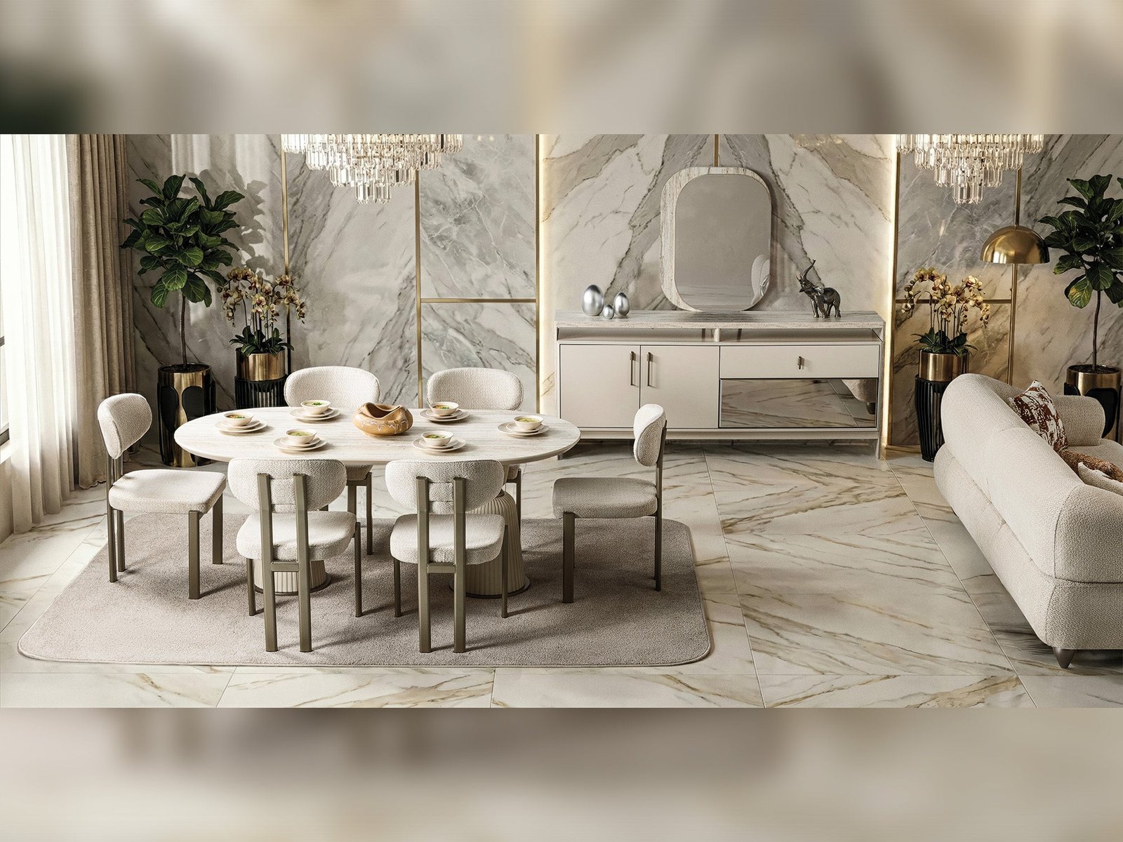 Second image of Bern Diningroom (Consol With Mirror & Dining Table & 6 Dining Chair)