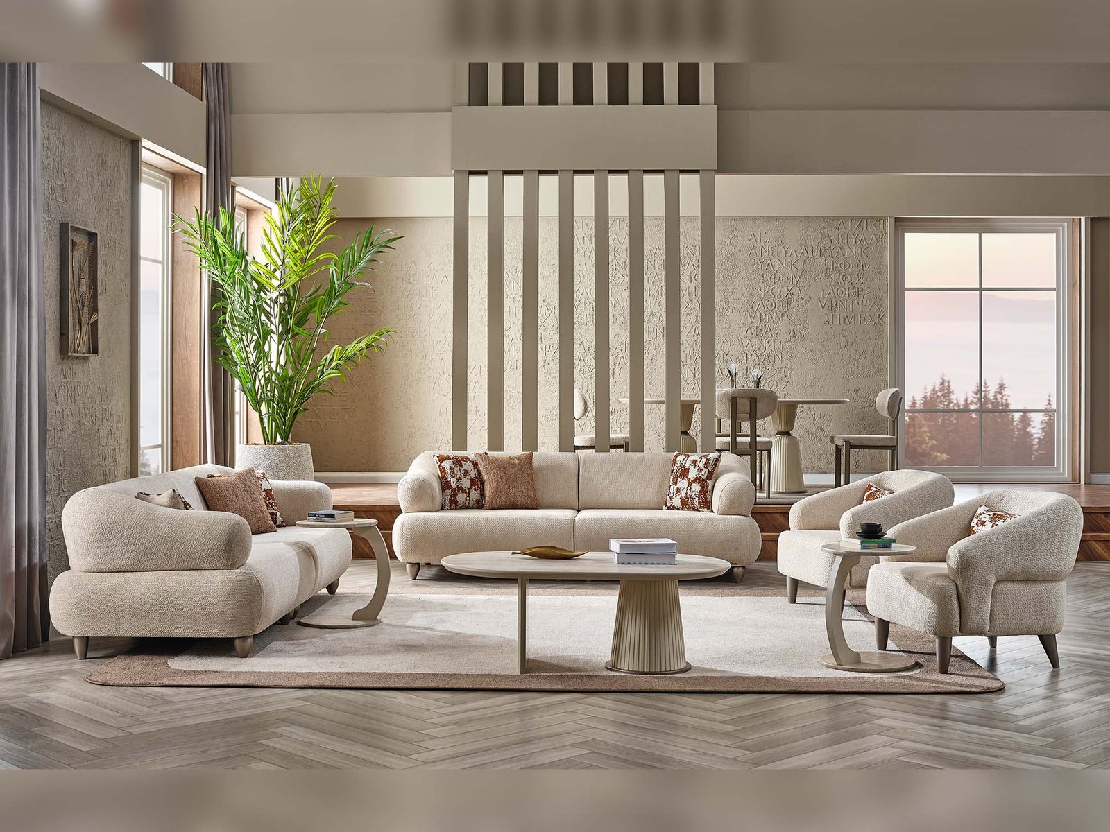 Second image of Bern 3-pieces (Sofa & Loveseat & Chair) Livingroom Set Cream