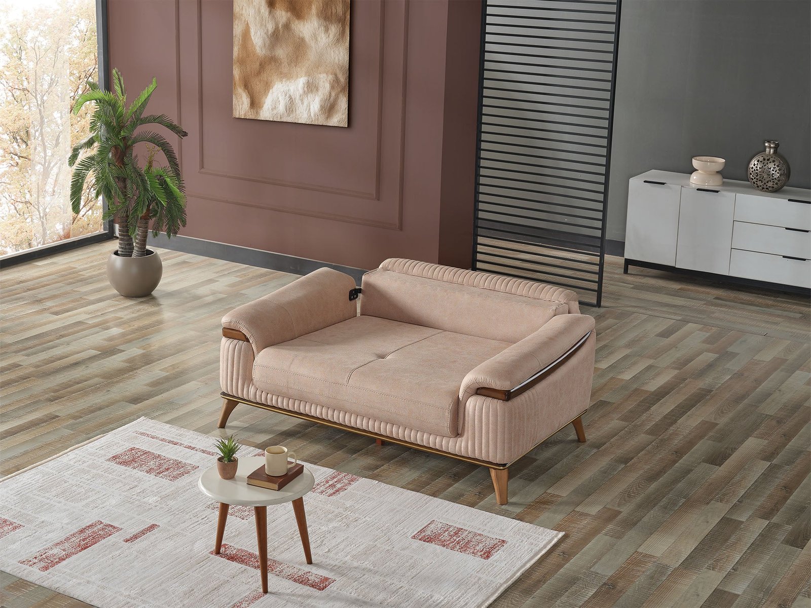 Second image of Beta Convertible Loveseat Beige