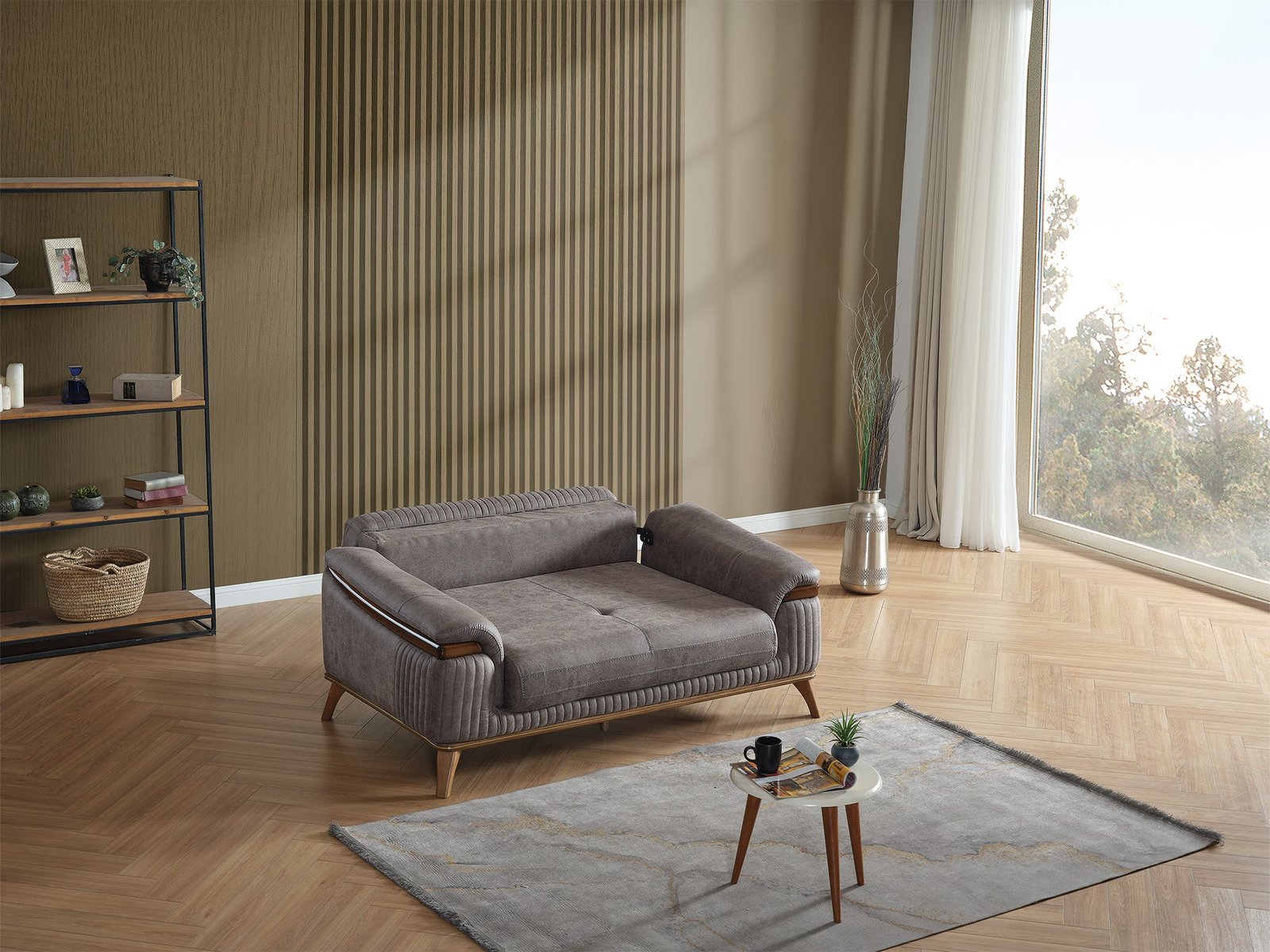Second image of Beta Convertible Loveseat Fume