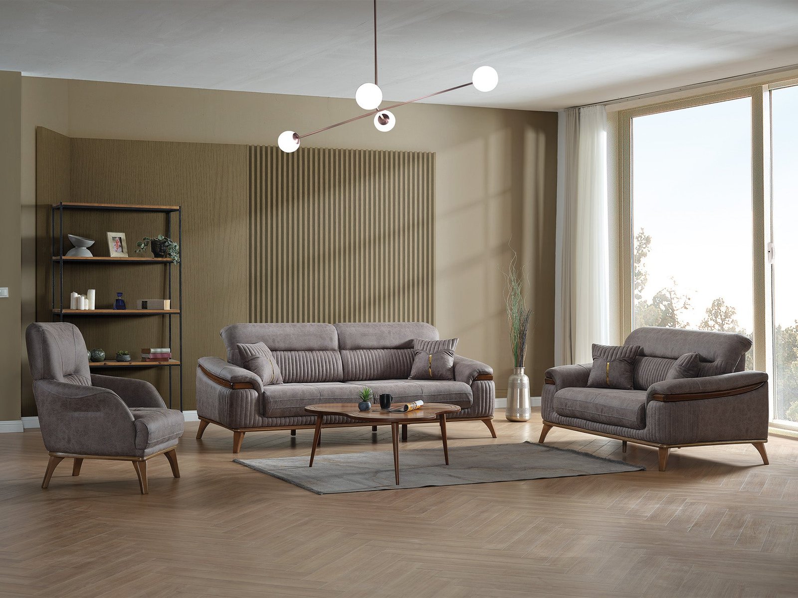 Beta 3-pieces (Sofa & Loveseat & Chair) Livingroom Set Fume