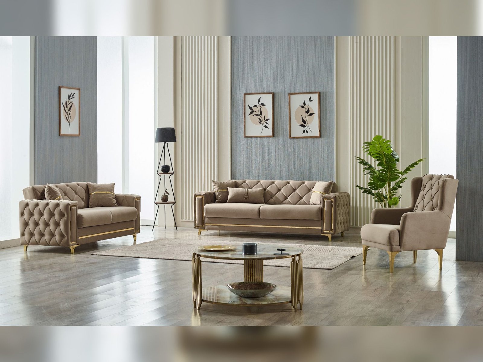 Bolivya 3-pieces (Sofa & Loveseat & Chair) Livingroom Set Beige