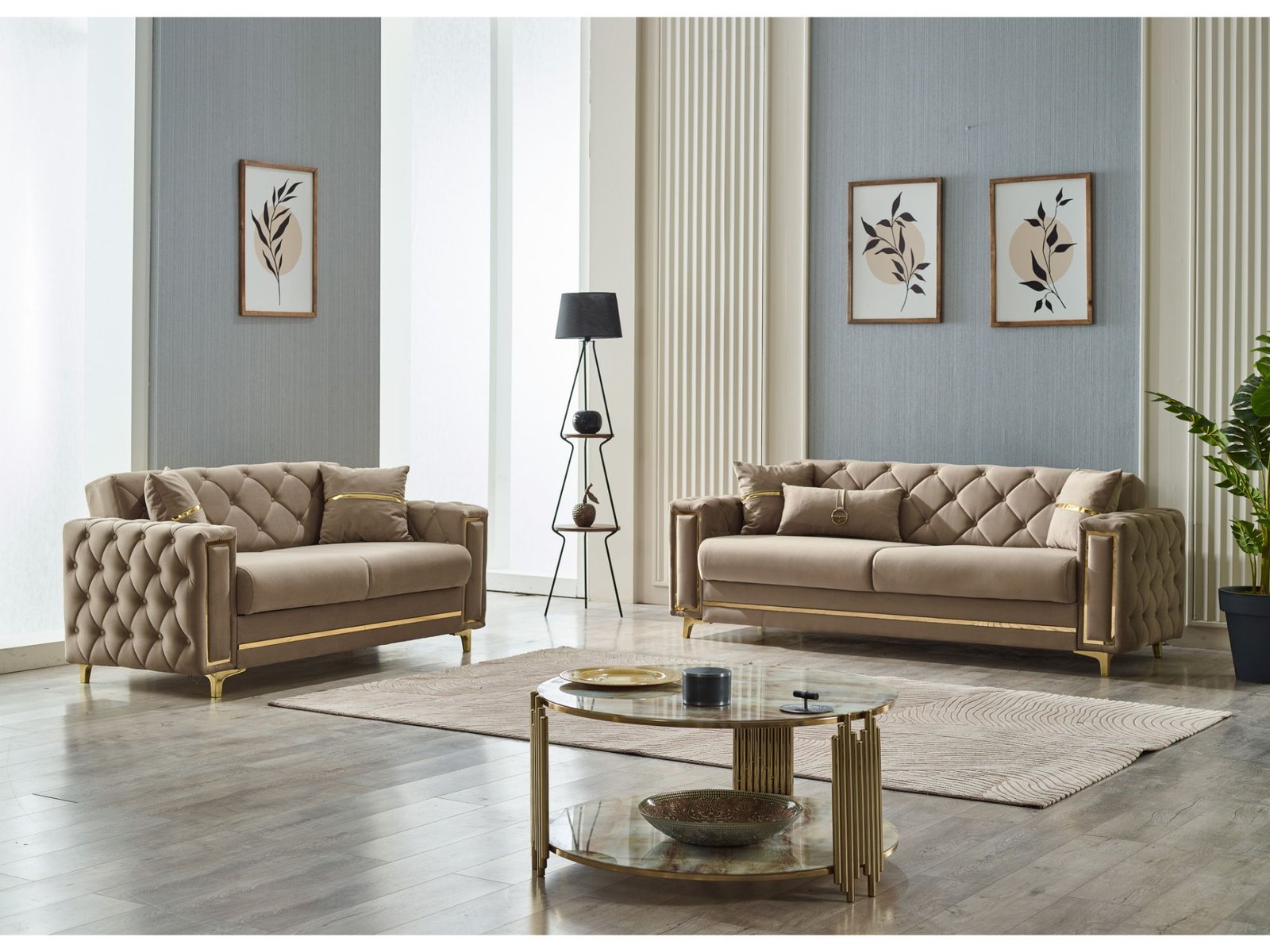Second image of Bolivya 3-pieces (Sofa & Loveseat & Chair) Livingroom Set Beige