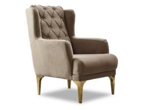 Bolivya Chair Beige With Gold Legs
