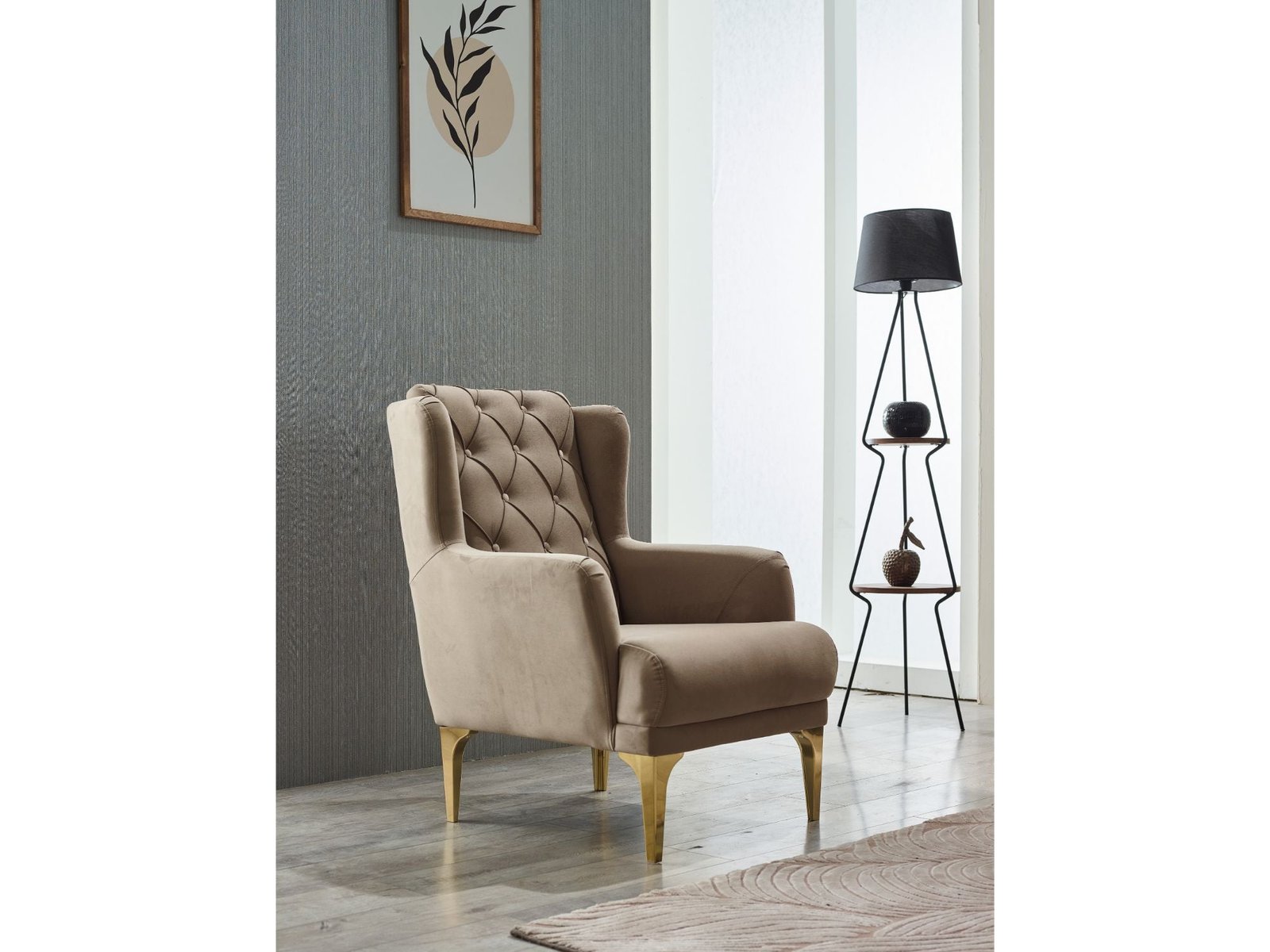 Second image of Bolivya Chair Beige With Gold Legs