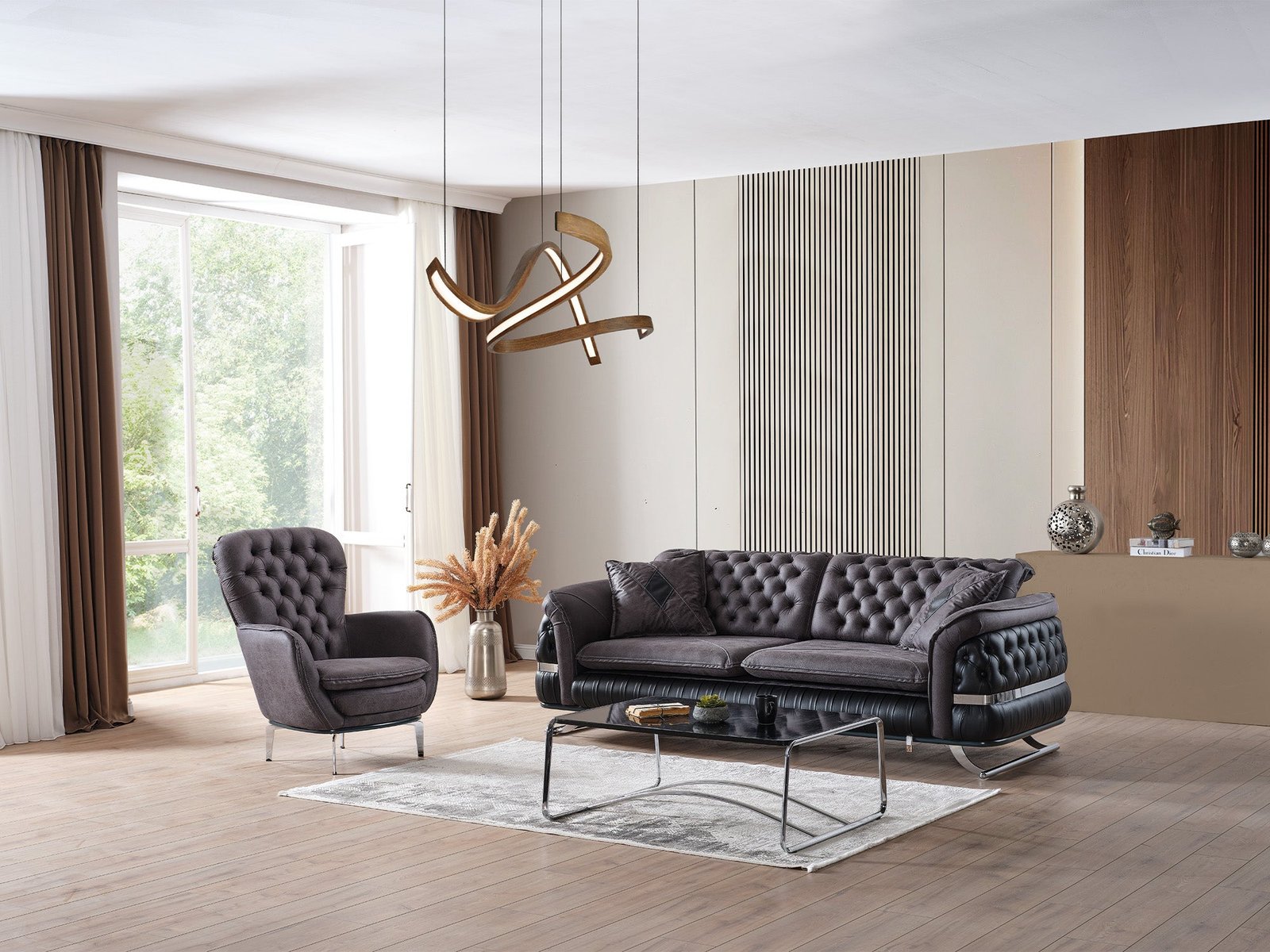 Second image of Bravo 3-pieces (Sofa & Loveseat & Chair) Livingroom Set Black