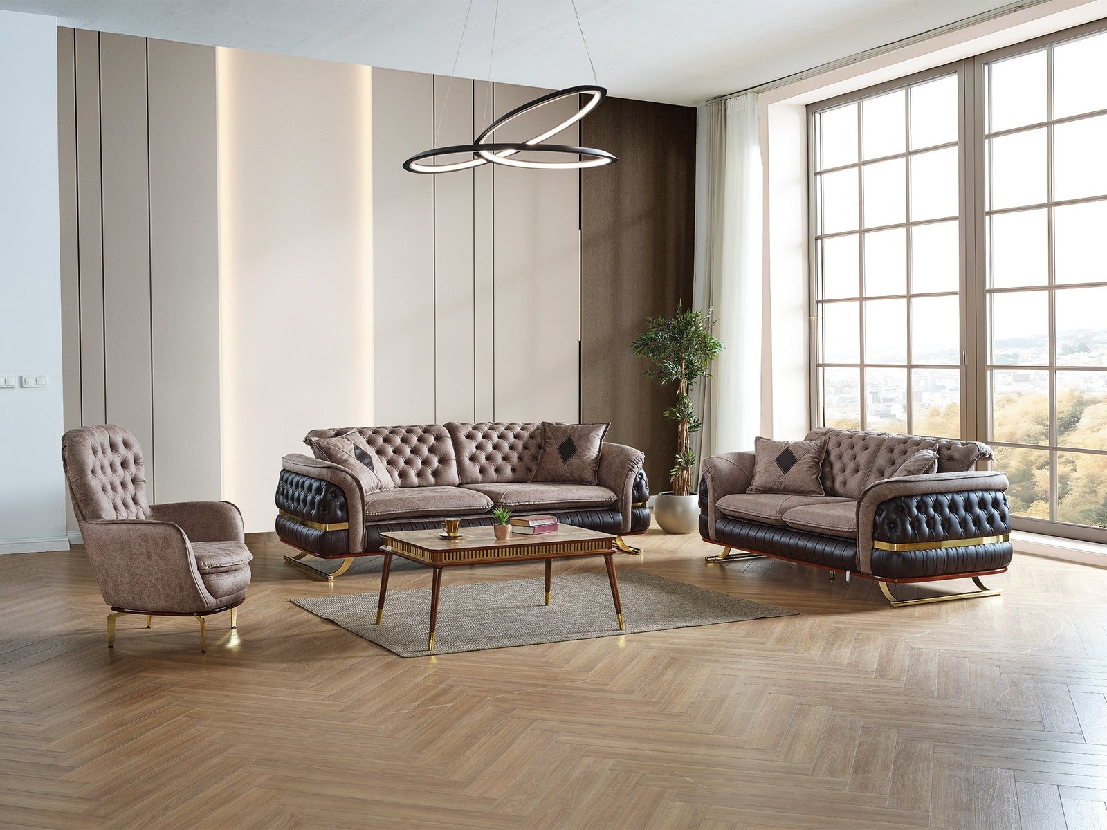 Bravo 3-pieces (Sofa & Loveseat & Chair) Livingroom Set Brown