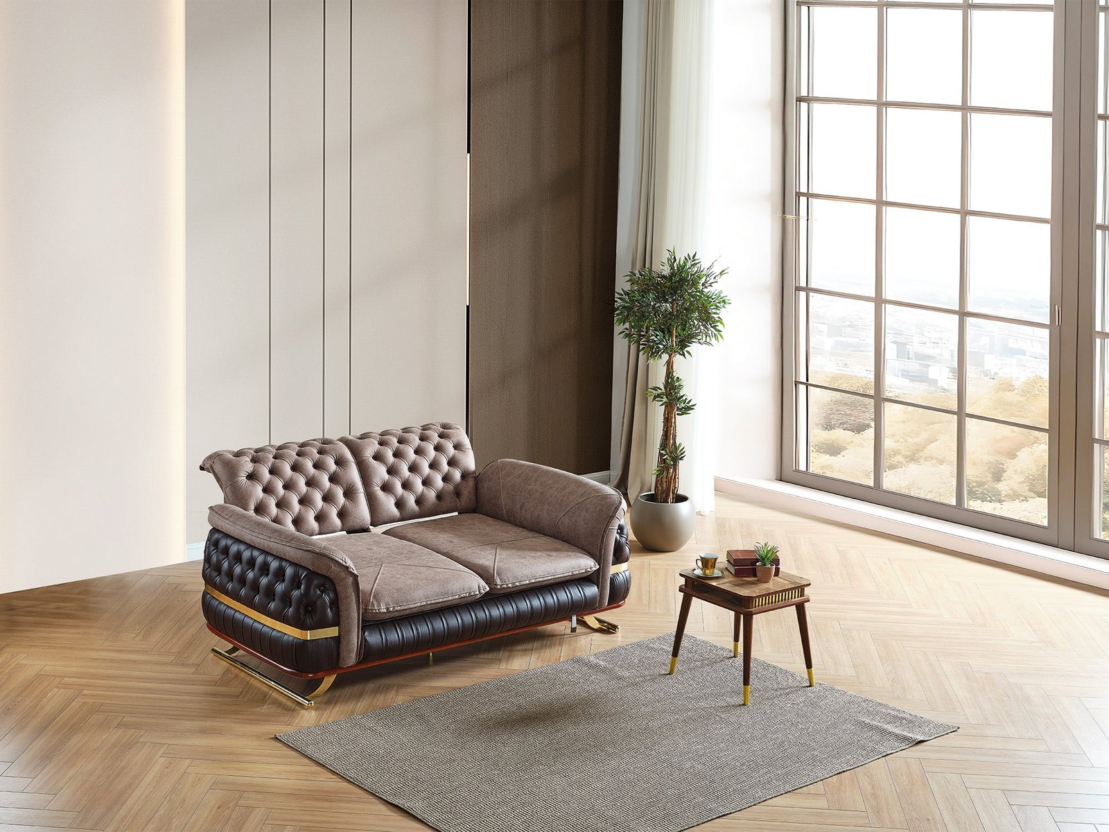 Second image of Bravo Convertible Loveseat Brown