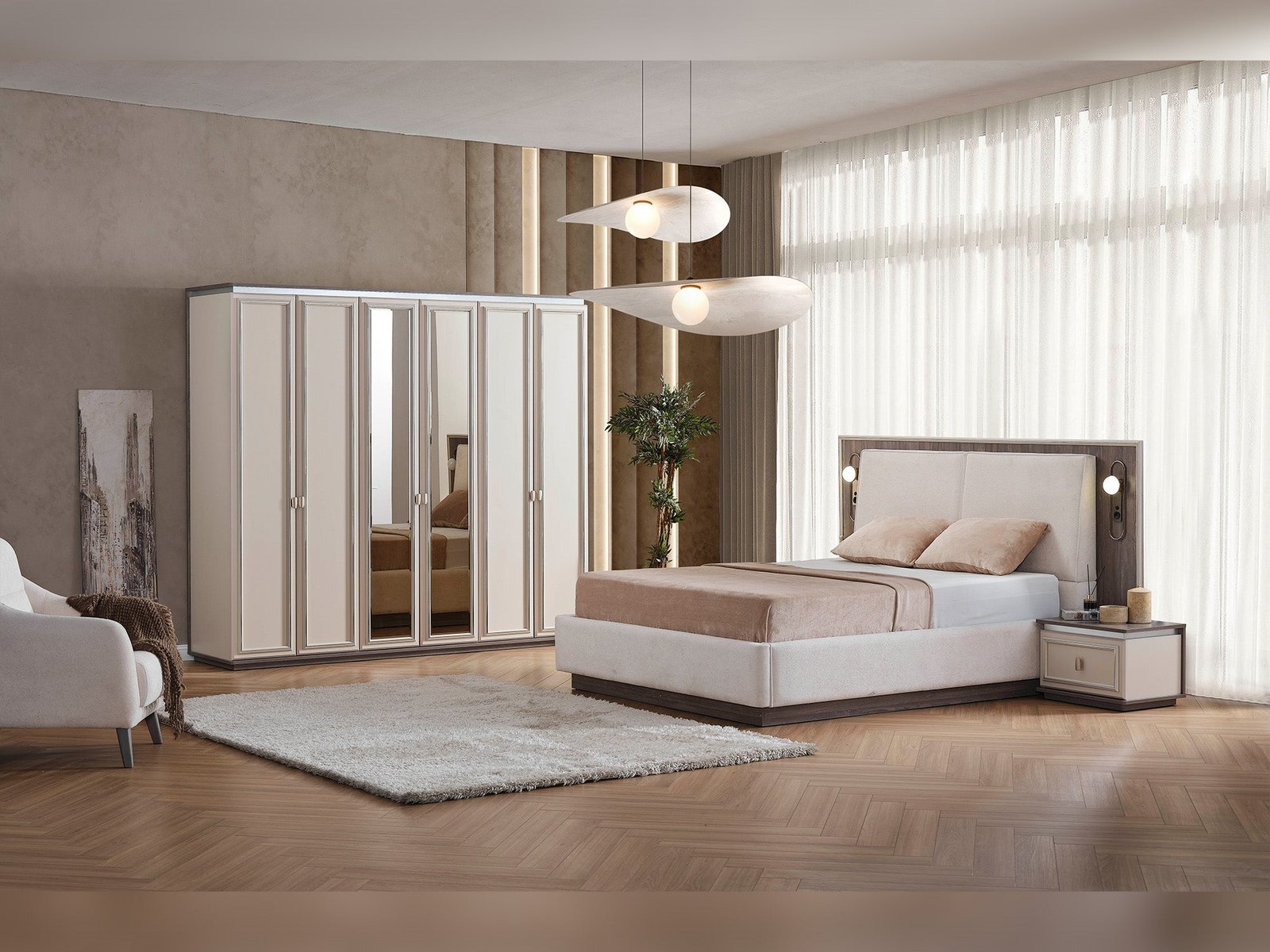 Carmen Nightstand With Back Mirror (2 PCS)