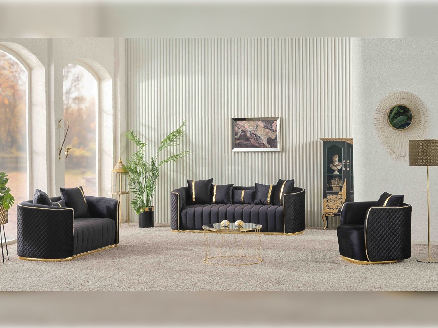 Ceko 3-pieces (Sofa & Loveseat & Chair) Livingroom Set Black