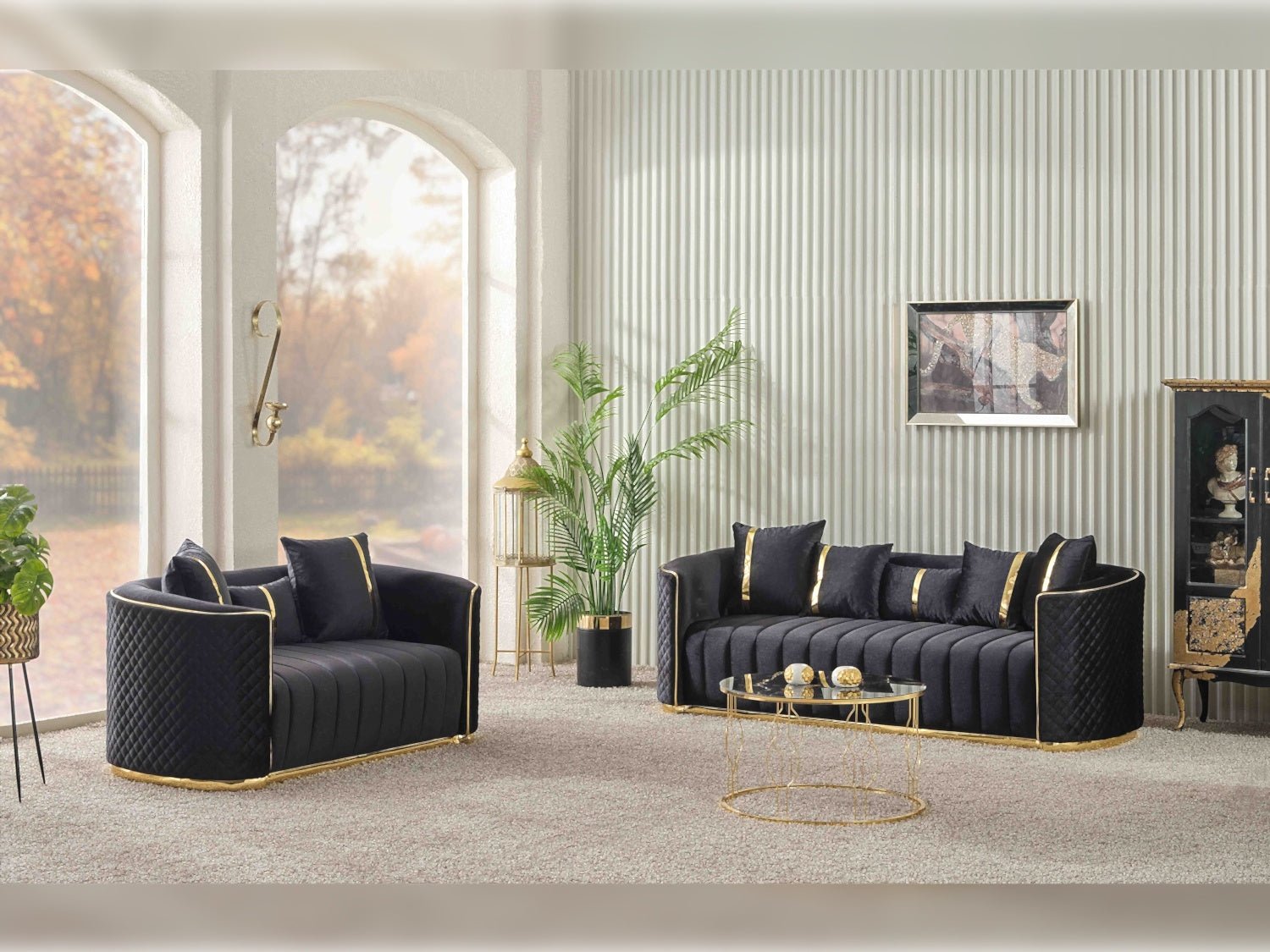 Second image of Ceko 3-pieces (Sofa & Loveseat & Chair) Livingroom Set Black