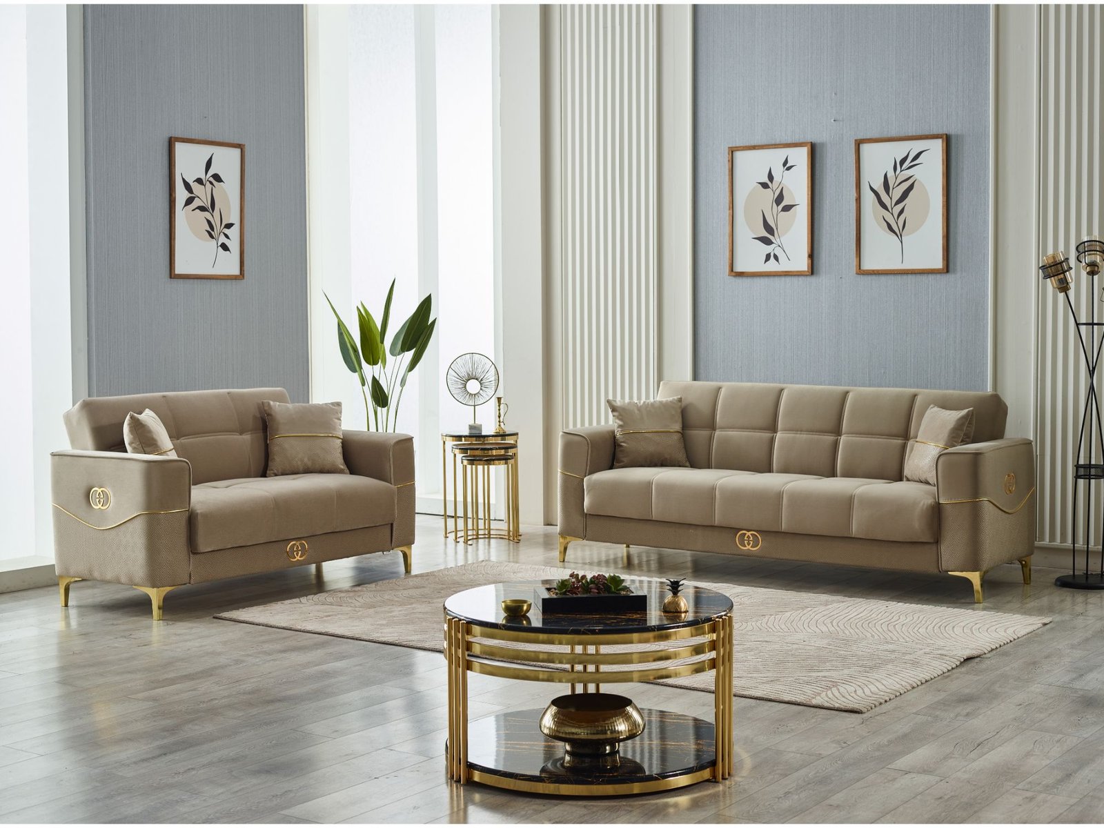 Second image of Clara 3-pieces (Sofa & Loveseat & Chair) Livingroom Set Beige