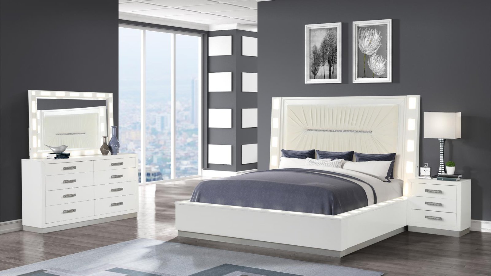 Second image of COCO QUEEN 5 PC BEDROOM SET IN MILKY WHITE