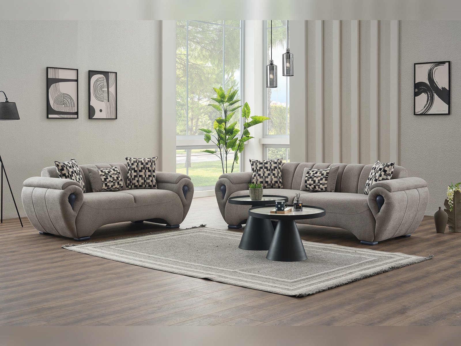 Second image of Damla 3-pieces (Sofa & Loveseat & Chair) Livingroom Set Cream