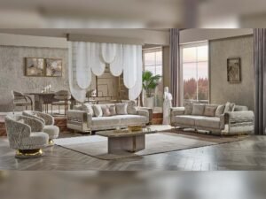 Delux 3-pieces (Sofa & Loveseat & Chair) Livingroom Set Cream