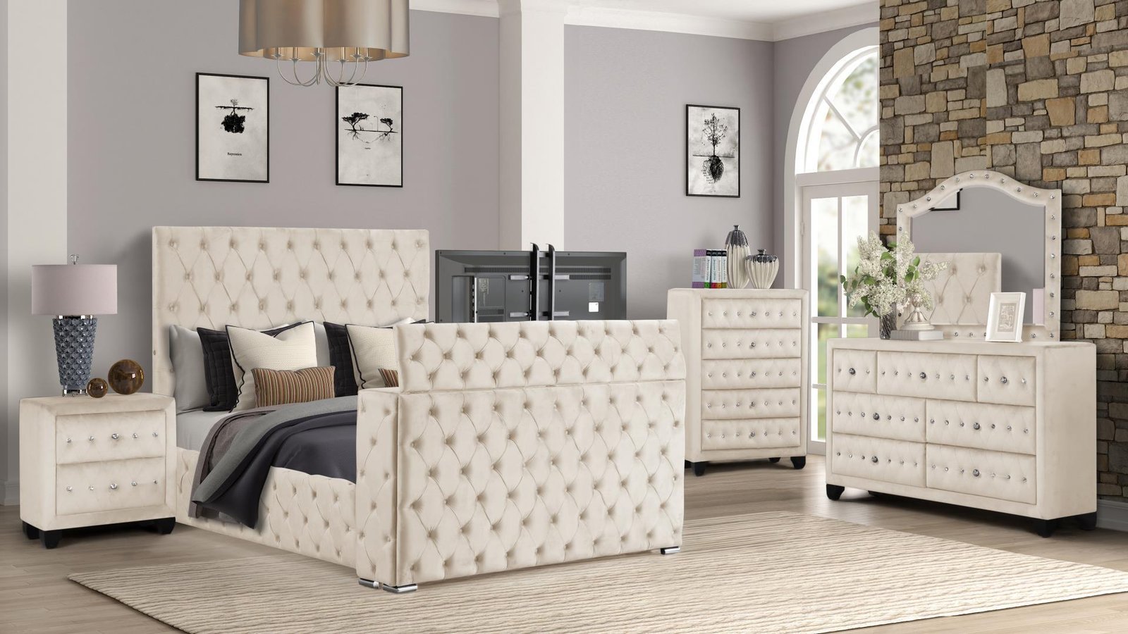 Second image of ENCORE KING 4PC BEDROOM SET IN BEIGE