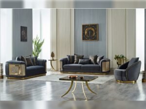 Elegance 3-pieces (Sofa & Loveseat & Chair) Livingroom Set Dark Grey