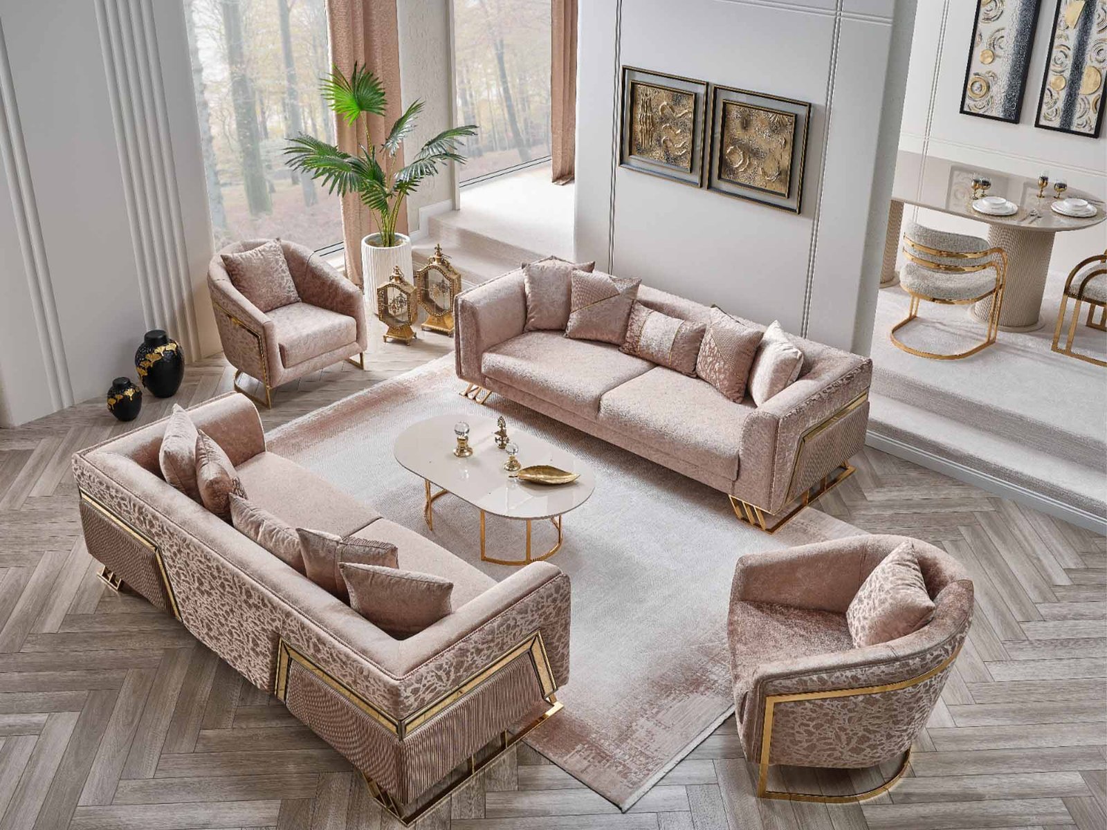 Elegance San 4-pieces (2 Sofa & 2 Chair) Livingroom