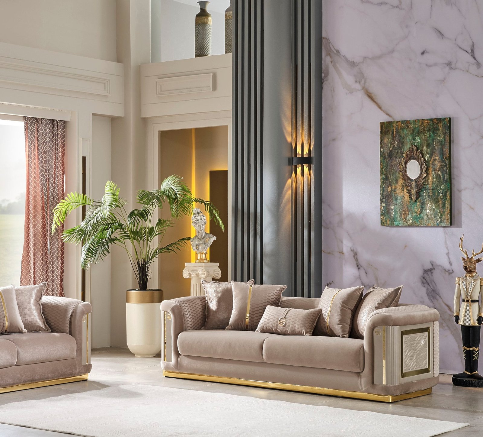 Second image of Elegance Stationary Sofa Beige