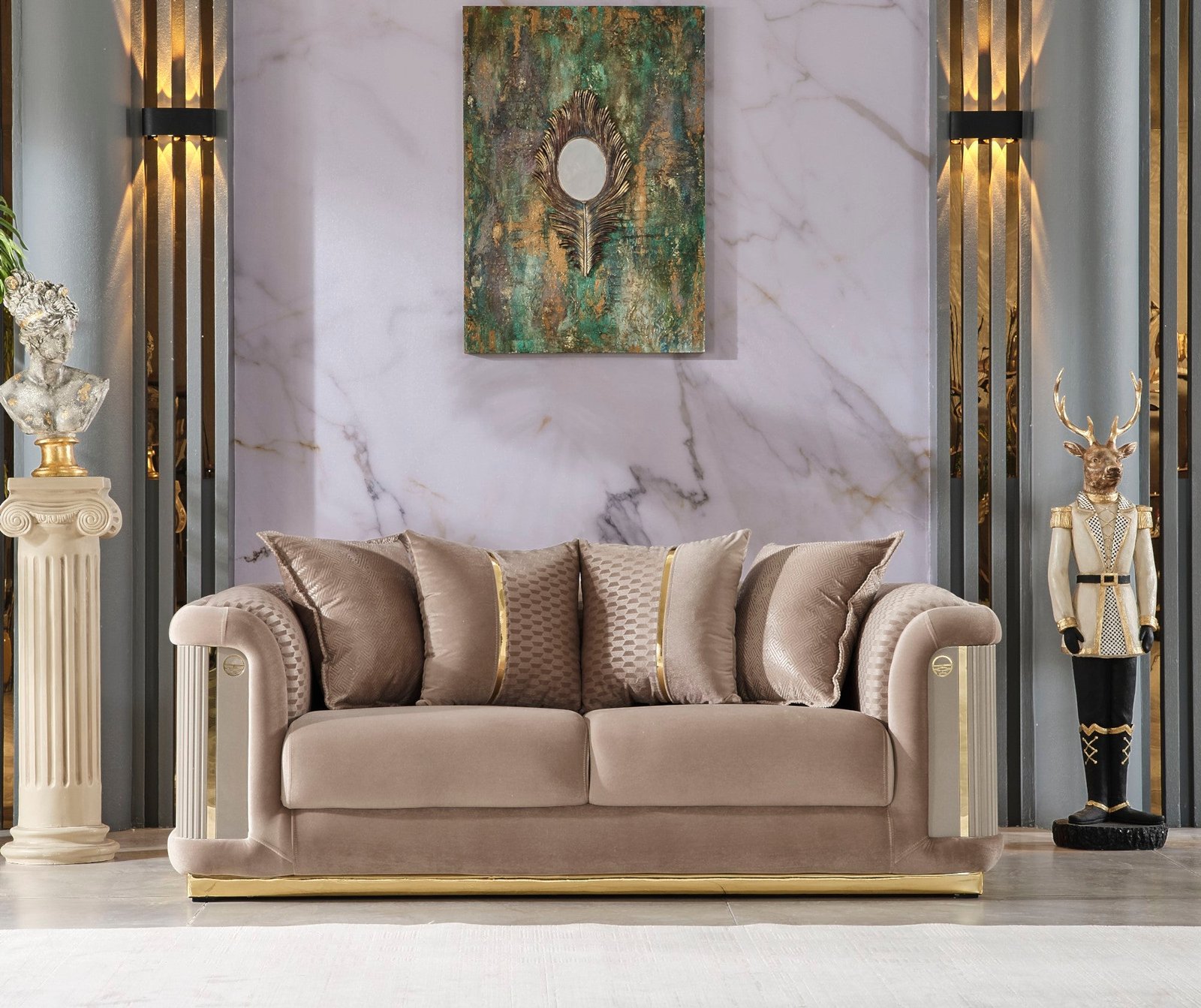 Second image of Elegance Stationary Loveseat Beige