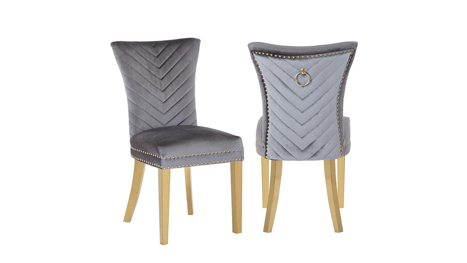 EVA GOLD LEGS DARK GRAY - 2 CHAIRS PER BOX
