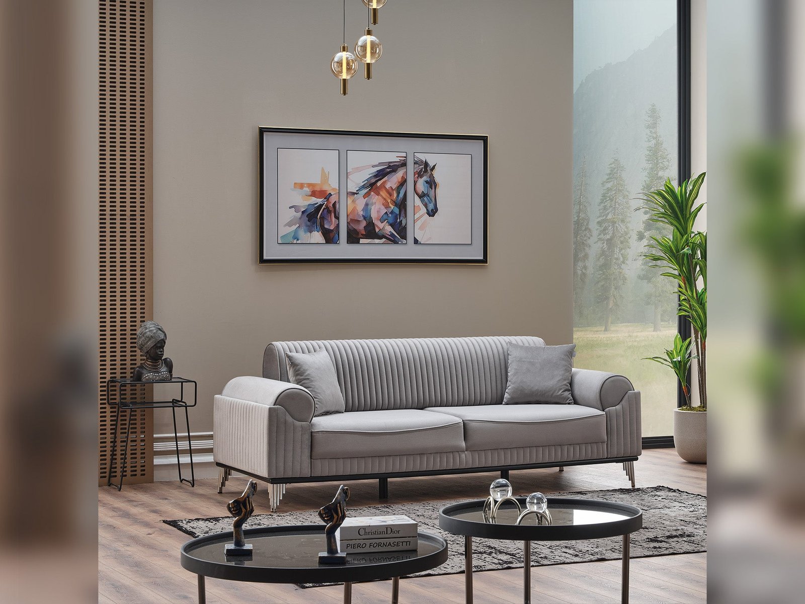 Second image of Everest Convertible Sofa Light Grey