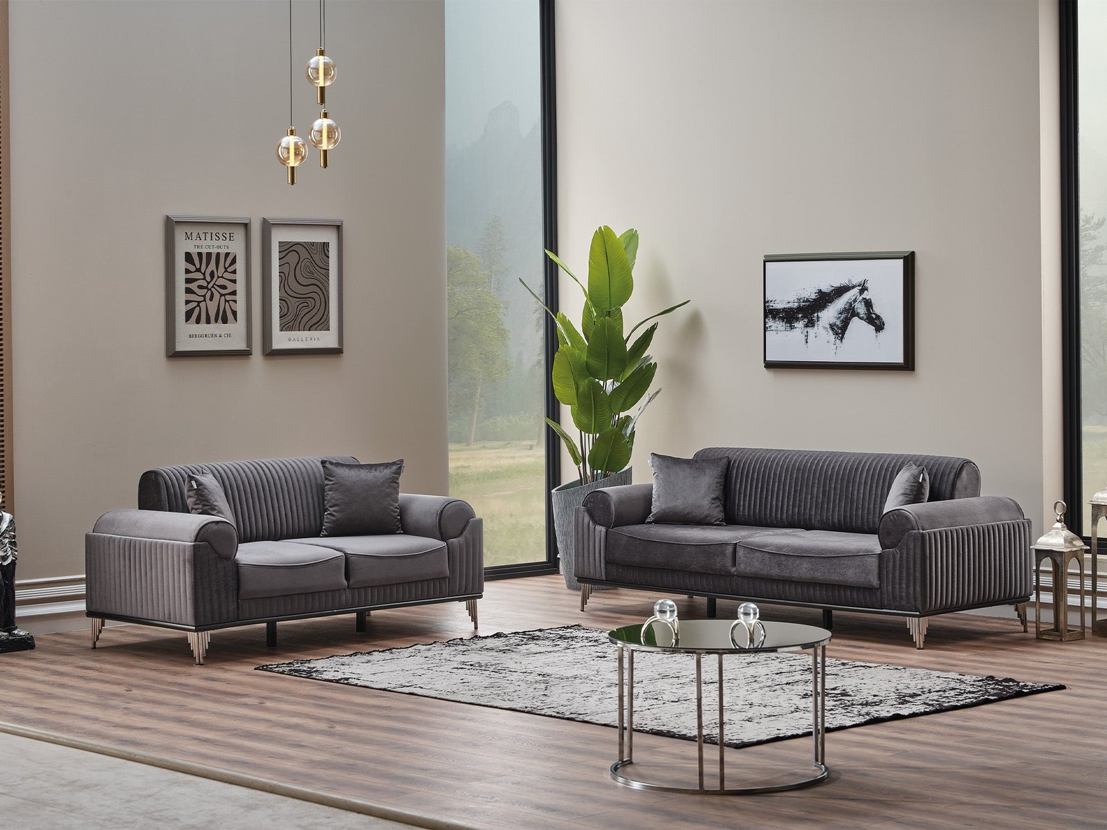 Second image of Everest 3-pieces (Sofa & Loveseat & Chair) Livingroom Set Grey